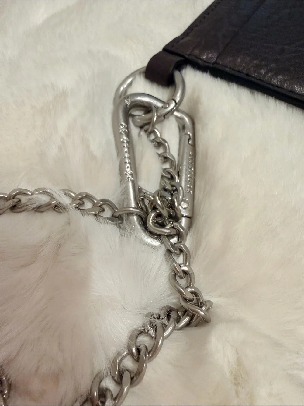 All Saints Leather Chain Card Holder - Black/Brown